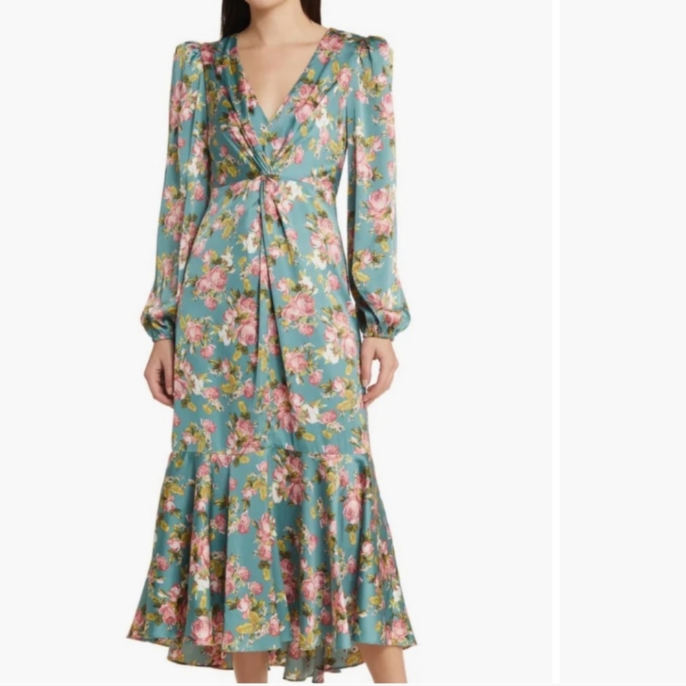 Floral Print Long Sleeve Midi Dress ASTR the label size M